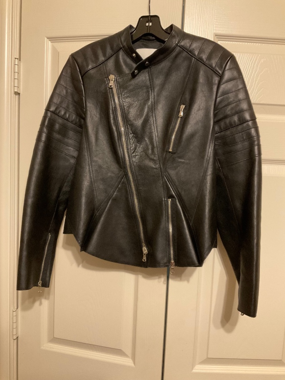3.1 Philip Lim Motorcycle Leather Jacket in Black US 8